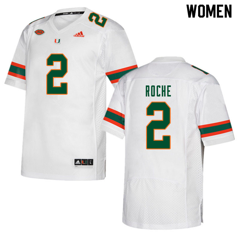 Women #2 Quincy Roche Miami Hurricanes College Football Jerseys Sale-White